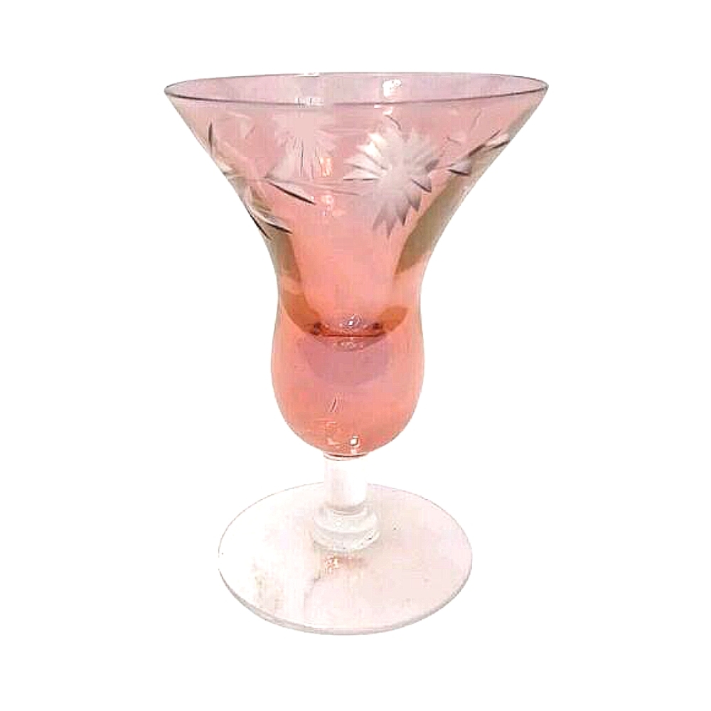 Murano‎ Etched 1 Cocktail Cordial Glass Red 5" Barware Hand Blown Italy Antique